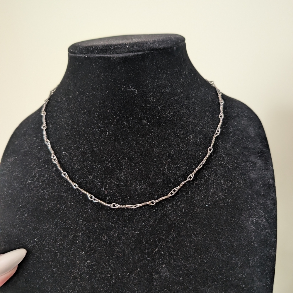 Silvertone Twisted Link Necklace - Women's Silver Chain